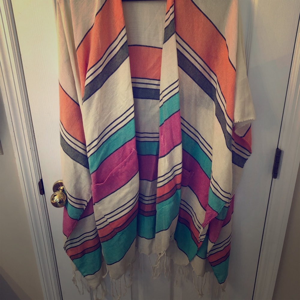 3/$15 Striped boho poncho